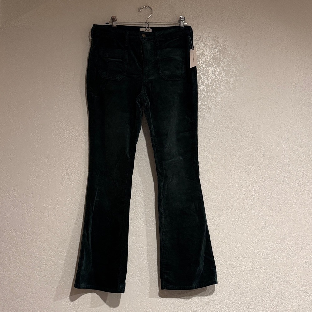 Dark Green Corduroy Flare Pants